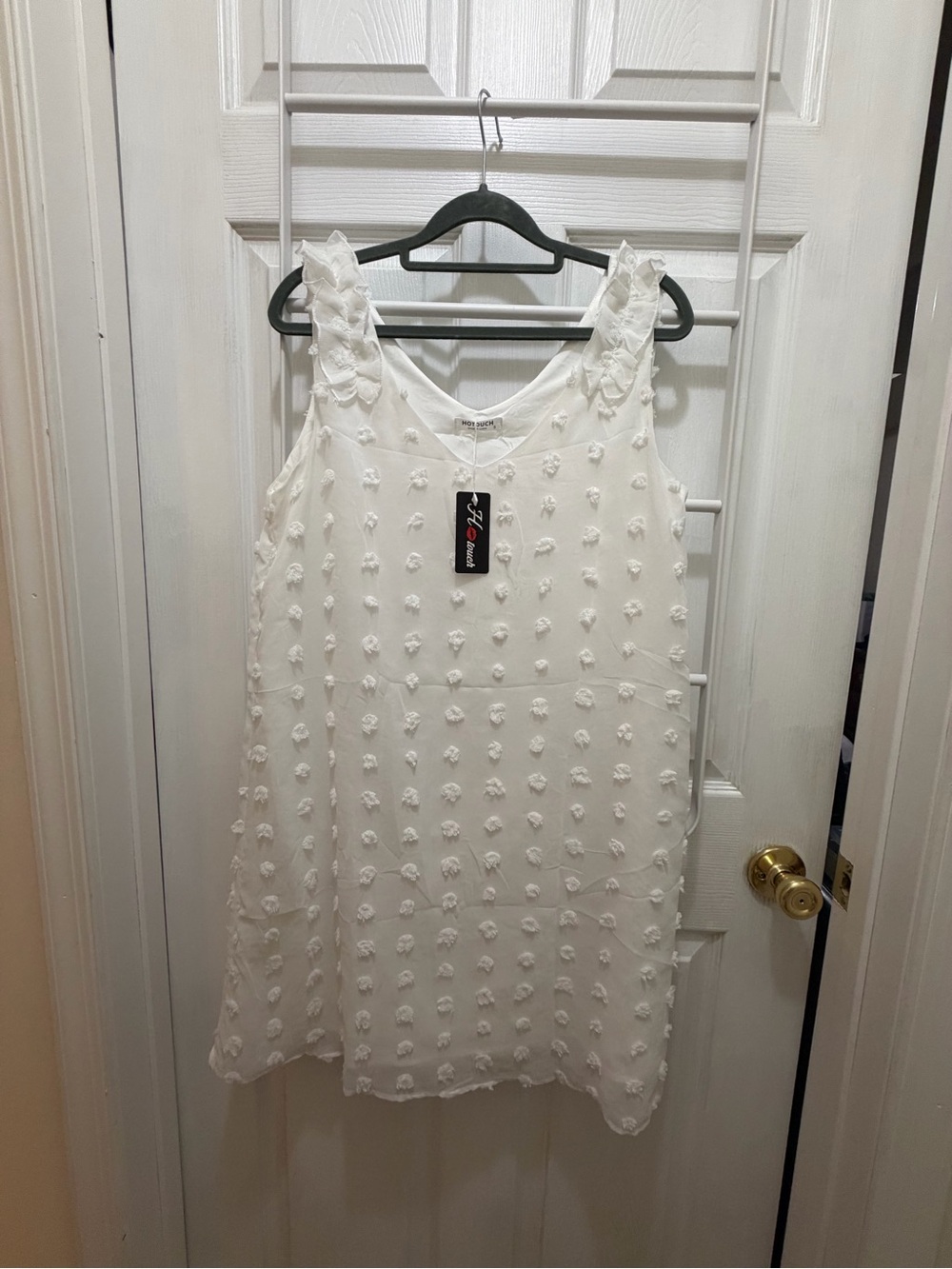 White Textured Sleeveless Summer Dress